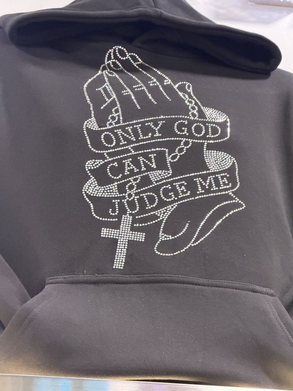 Custom crystal lettering hoodie